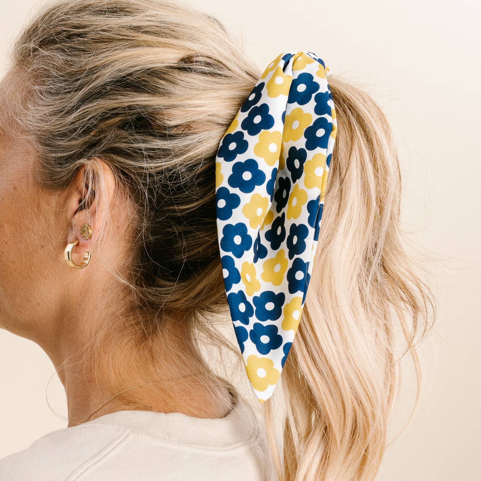 Navy Yellow Hair Scarf