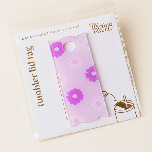 Tumbler Lid Tag-Daisy Purple