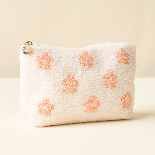 Flower Peach Teddy Pouch