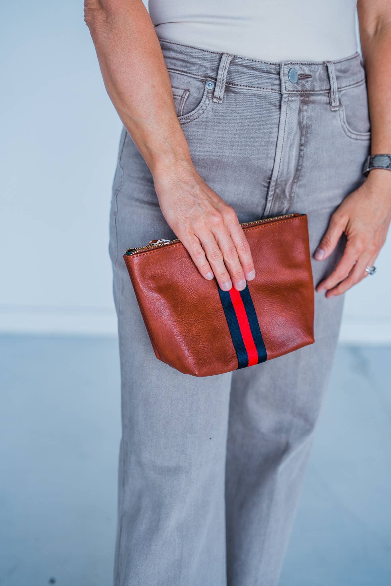 Navy Stripe Riley Luxe Vegan Bag