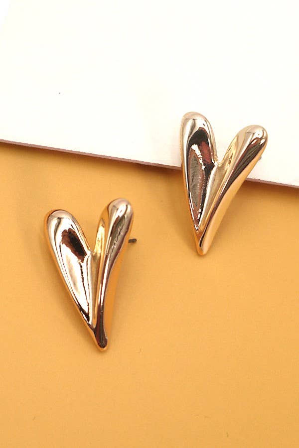 Gold Large Heart Earrings