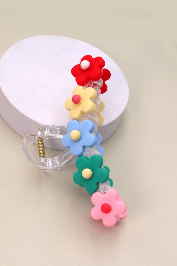 Large Floral Multi Colored Clip