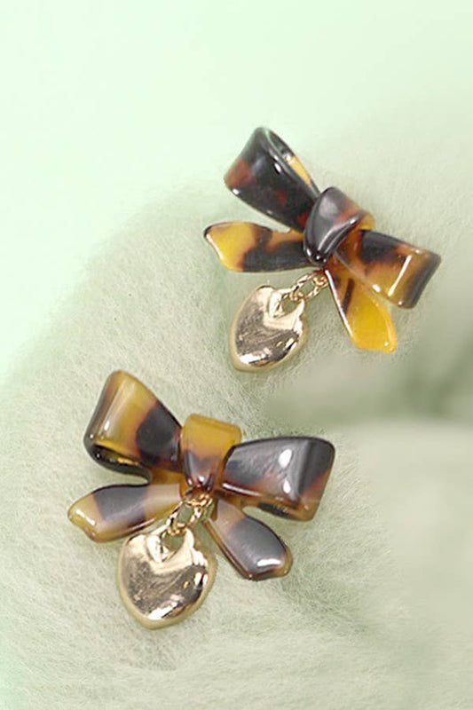 Tortoise Shell Bow Earrings