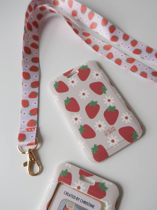 Strawberry Lanyard Badge Holder