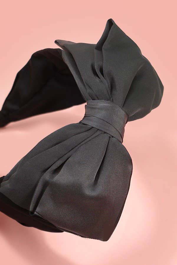 Black Satin Bow Headband