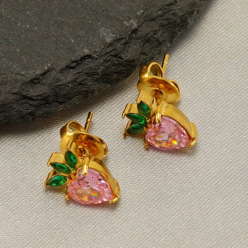 Gold Strawberry Stud Earrings