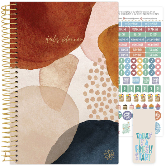 Undated Soft Cover Planners - Blue Earthy Abstract