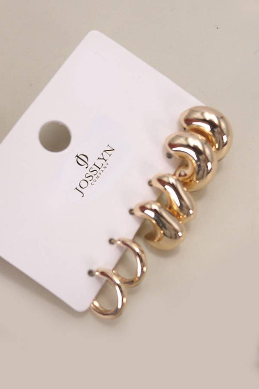 Gold Huggie Trio Earrings