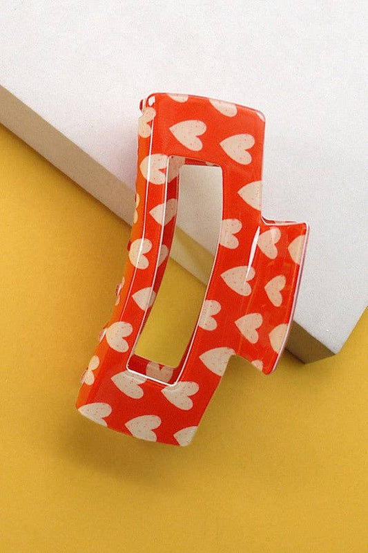 Rectangle Heart Claw Clip