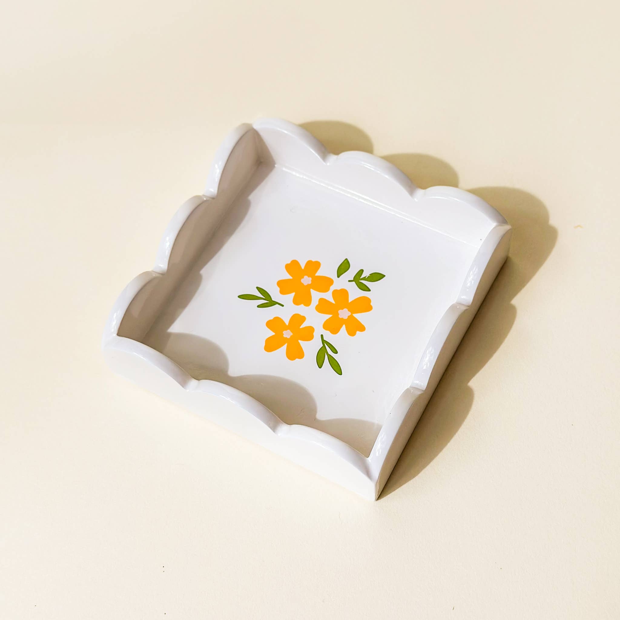 Floral Cream Trinket Tray